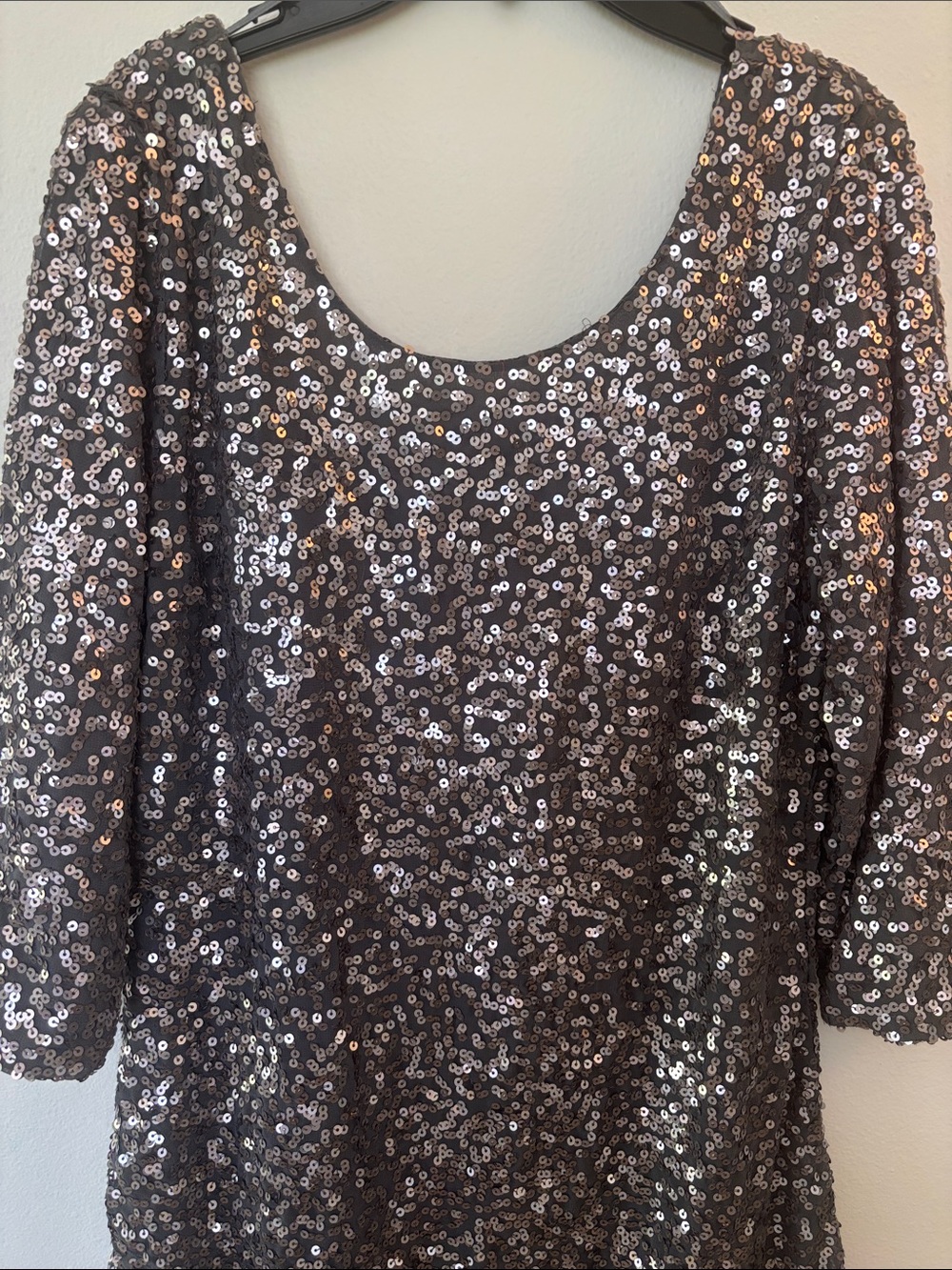NWOT LC Lauren Conrad Pewter Metallic Silver Sequin Midi Dress